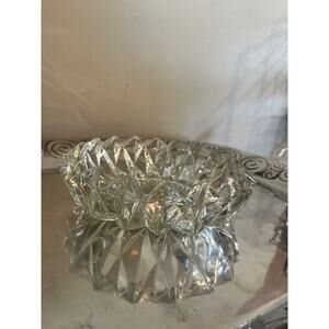 Vintage KIG Indonesia clear crystal glass ashtray with diamond edge